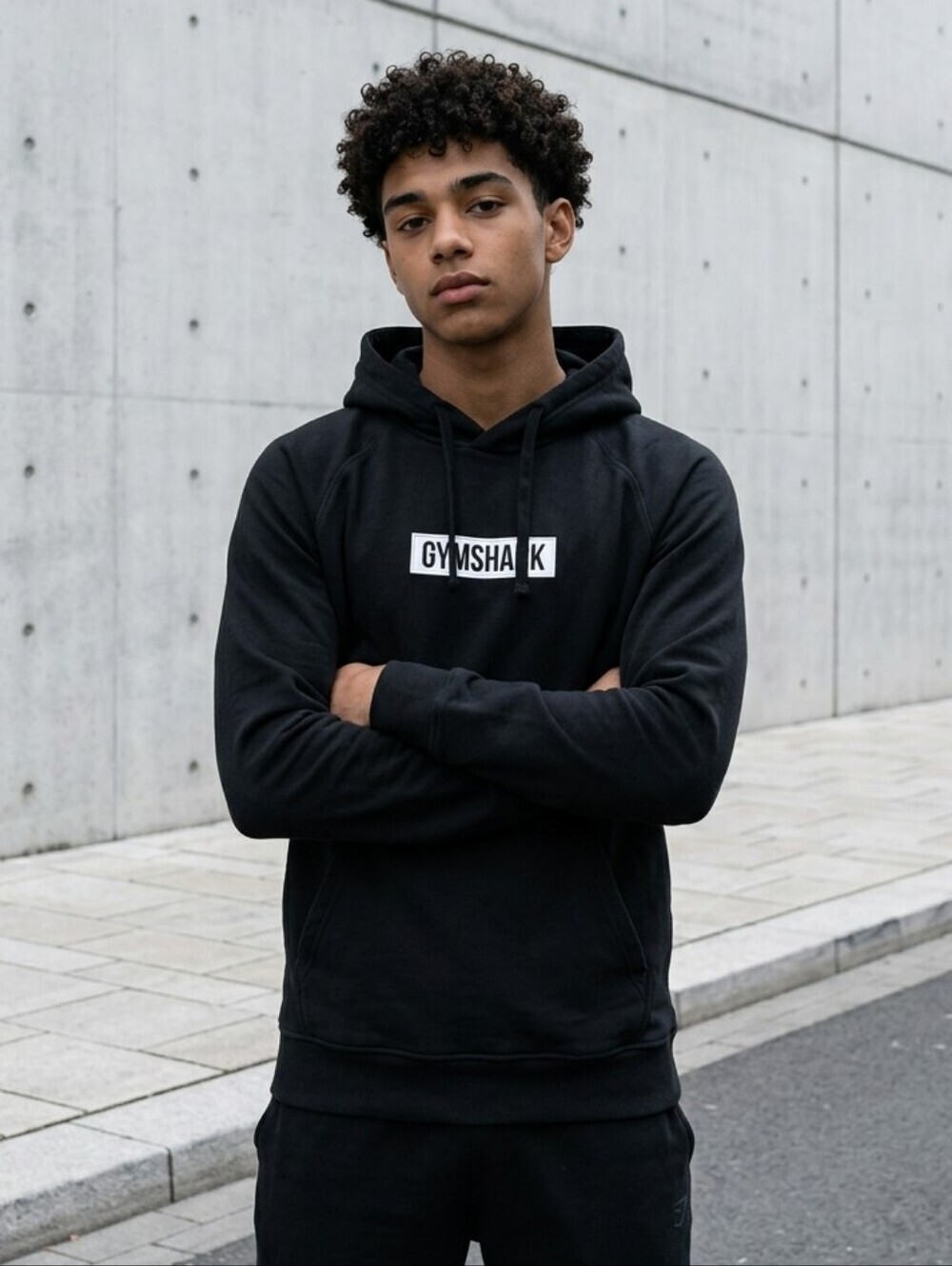 Gymshark Hoodie Mens Pullover Central Logo Training Gym Workout Black Sz M